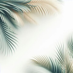 Fototapeta premium Elegant palm leaves create a serene backdrop, perfect for tropical-themed designs, wellness, or eco-friendly branding.