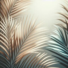 Fototapeta premium Elegant composition of textured palm leaves in soft lighting, perfect for nature-themed projects, tropical designs, or wellness branding.