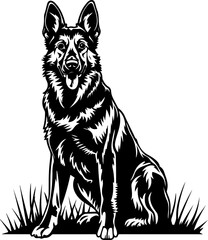 Fototapeta premium German Shepherd, horse, vector, animal, head, illustration, dog, mammal, wild, black, drawing, art, tattoo, nature, tiger, cartoon, sketch, design, logo, pet, silhouette, stallion, cat, farm, tribal, 
