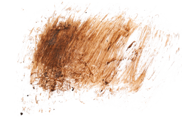 Wet mud, stains texture isolated on white background, top view	