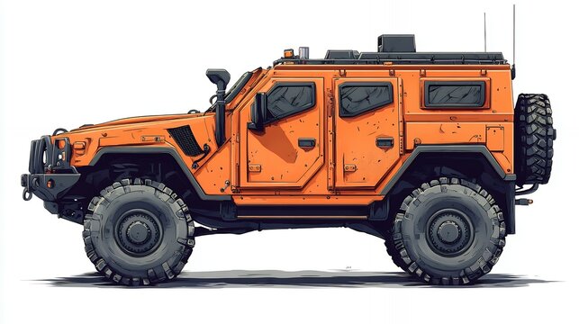 Colored Illustration of a Tactical MRAP Vehicle in Detailed Design