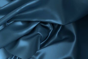 Deep blue satin fabric drapes in elegant folds