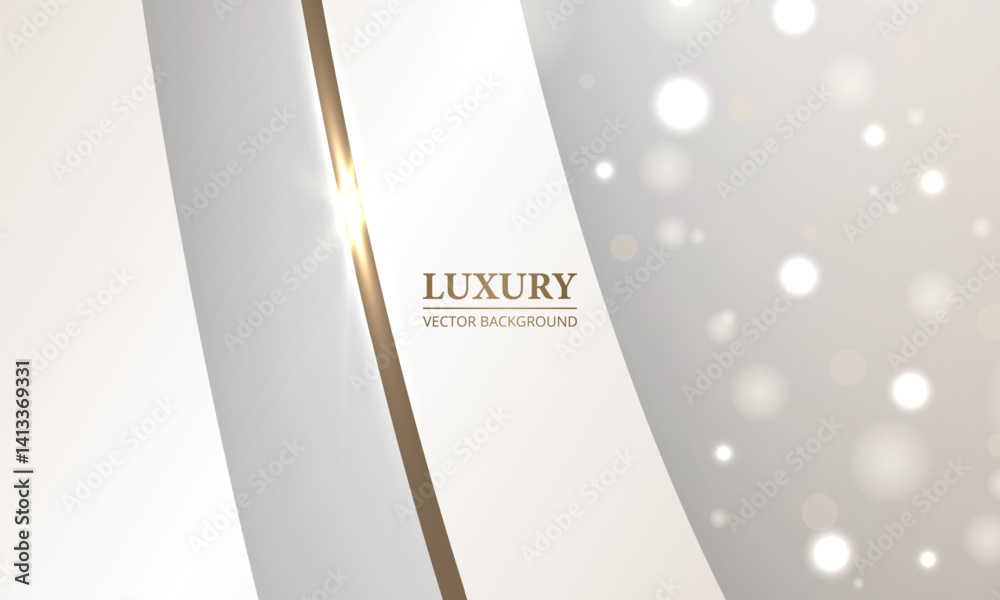 Poster luxury abstract background with gold line and glowing glitter effect. vector illustration
