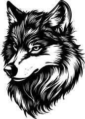 Fototapeta premium animal, wolf, vector, head, dog, illustration, tattoo, lion, wild, cartoon, wildlife, mammal, face, black, tribal, nature, mascot, predator, cat, bear, design, silhouette, beast, drawing, tiger