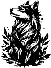 animal, wolf, vector, head, dog, illustration, tattoo, lion, wild, cartoon, wildlife, mammal, face, black, tribal, nature, mascot, predator, cat, bear, design, silhouette, beast, drawing, tiger