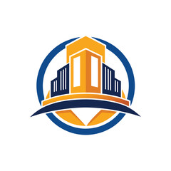 Naklejka premium Modern City Building Logo Design Abstract Urban Architecture Symbol