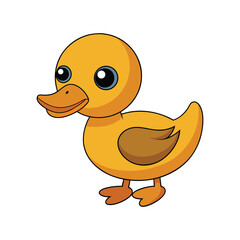 Fototapeta premium Cute Yellow Duckling Cartoon Illustration Happy Bird Baby Animal