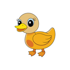 Fototapeta premium Adorable Yellow Duckling Cartoon Illustration