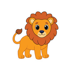 Obraz premium Cute cartoon lion cub illustration adorable wildlife animal