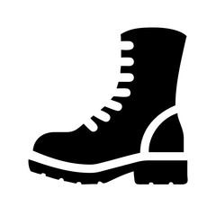 Black hiking boot silhouette on a white background  