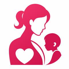 Illustration of Mother and baby silhouettes. Card of Happy Mother`s Day.Vector illustration. isolated on white background.