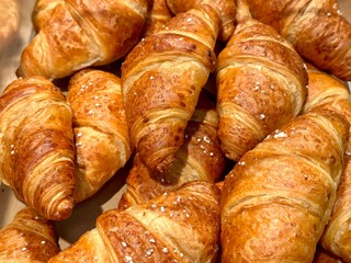 Fresh croissants close up