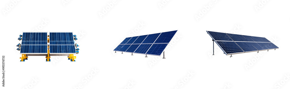 Wall mural solar panel array on a transparent background showcasing three designs