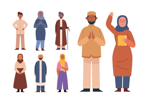 Colorful Traditional Religion Culture Character Illustration Set