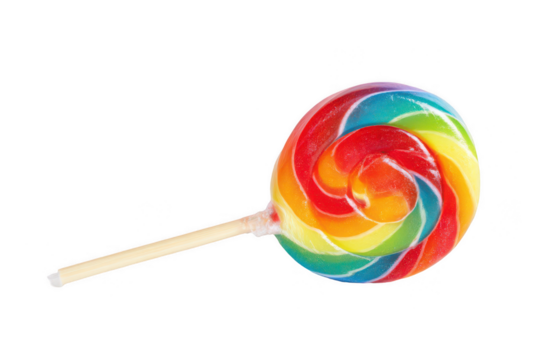 Lollipop with rainbow colors, isolated on a white background, png