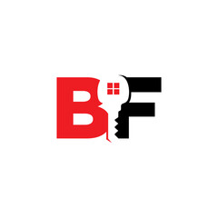 Abstract Letter B and F With Negative Space Key