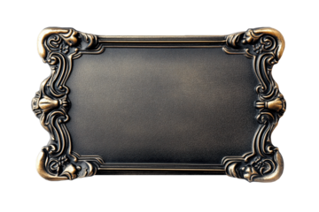 Empty Metal Retro Name Plate Isolated on White and Png Transparent Background