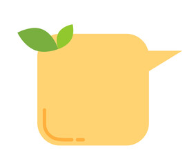 Orange speech bubble in yellow, Blank speech bubble balloon square shape, Doodle fruit text box bubble, pastel color, think, speak, banner, flat design vector illustration