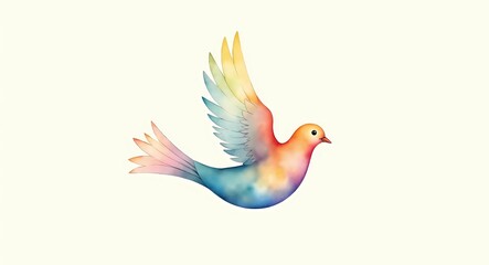Obraz premium Watercolor dove illustration for peace and freedom concept with rainbow color wings art