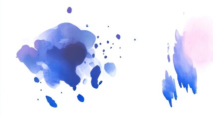 Fototapeta premium Abstract Watercolor Painting with Blue and Pink Splashes on White