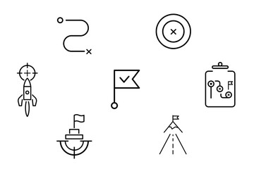 Mission line Editable Icons set. Vector illustration of icons: mission, winner, achievement, and more. Pictograms and infographics for mobile apps 