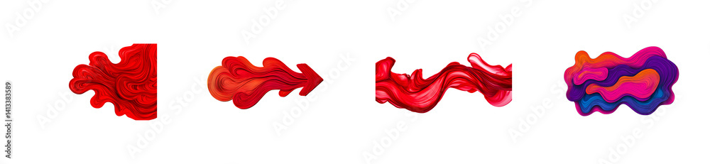 Canvas Prints abstract flowing color forms on dark background, cut out transparent