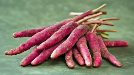 Naklejka premium Vibrant Purple Carrots Bunch Fresh Produce