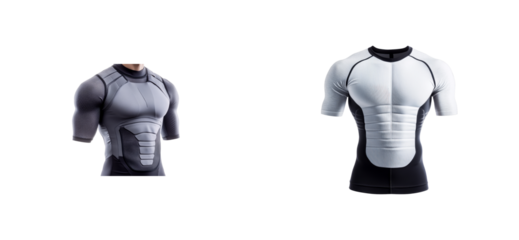 Sport compression shirts in black and gray colors for athletic wear