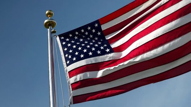 Slow motion of the American flag. USA flag Background for Memorial Day, Veteran's Day, 4th of July and holiday