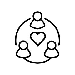 Employee care icon, HR community love connection