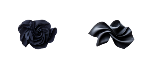 Black satin rosettes on a transparent background