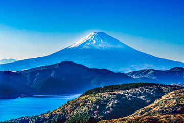 Colorful Mount Fuji, Hakone, Kanagawa, Japan. Last eruption 1170 AD.