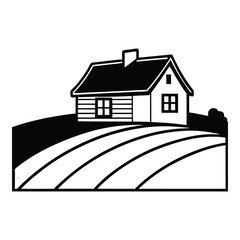 Farmhouse on Prairie Land Silhouette