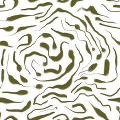 Seamless abstract geometric pattern. Background in green, white. Illustration. Lines, meanders. Design for textile fabrics, wrapping paper, background, wallpaper, cover.