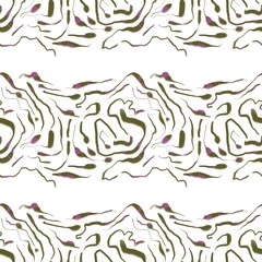 Seamless abstract geometric pattern. Background in green, white. Illustration. Lines, meanders. Design for textile fabrics, wrapping paper, background, wallpaper, cover.