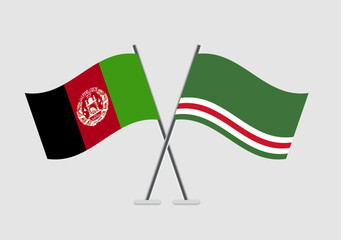 Afghanistan and Chechen Republic of Ichkeria vector flags with flat vector realism