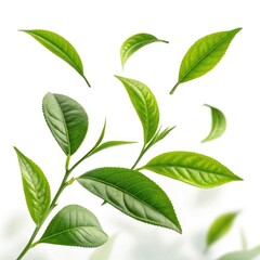 Obraz premium green leaves isolated on white background