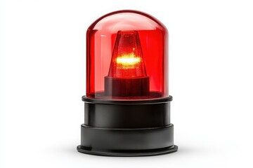 Red flashing emergency light isolated on white background