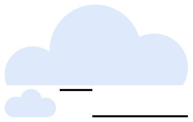 Blue clouds with bold horizontal lines symbolize tranquility, clear communication, and openness. Ideal for weather, data storage, simplicity, nature, calmness creativity and minimalism. Flat simple
