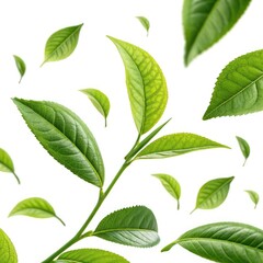 Fototapeta premium green leaves isolated on white background