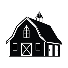 Red Barn Style Farmhouse Silhouette