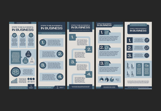 Blue And White Steps To Business Infographic