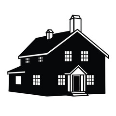 Two Story Rural Farmhouse Silhouette