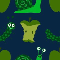 Kids seamless caterpillar cute pattern for fabrics and textiles and packaging and linens and wrapping paper