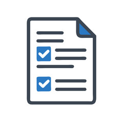 Document with checkmark icon, symbolizing completion, verification, and task accomplishment.
