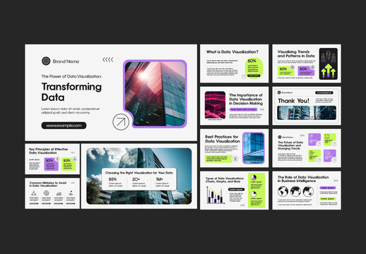 Purple And Green Trendy Data Visualization Presentation