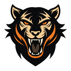 Obraz premium Tiger Head Silhouette – Wild Animal Vector Art on White Background