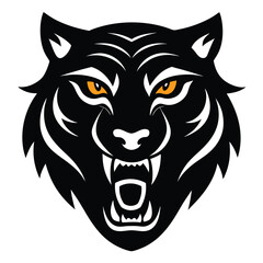 Tiger Head Silhouette – Wild Animal Vector Art on White Background