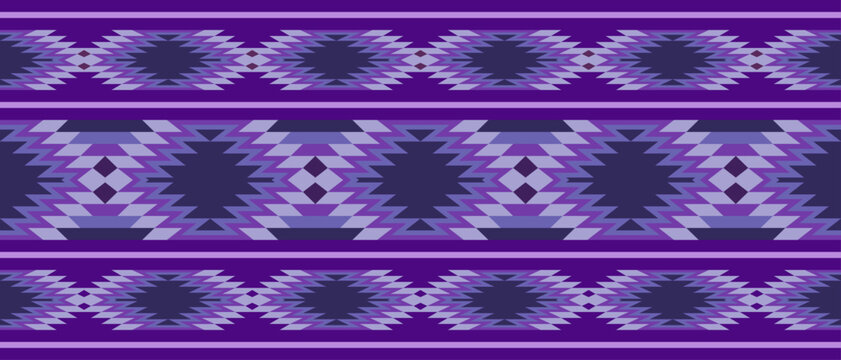 Purple Southwestern stripe seamless repeat pattern - Vector Illustration