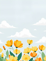 Obraz premium Bright Yellow Wildflowers with Sky — Perfect Greeting Card Background